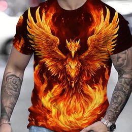 Men's T Shirts Fashion Flamingo Graphic Print Short Sleeve Large Size Loose Flame Pattern T-Shirts 2024 Summer Casual Streetwear Tops Tee