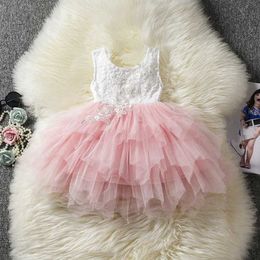 Girl's Dresses Girls Pink Summer Dress Sequined Evening Party Princess Velvet Tutu Gown Baby New Year Clothes Toddler Girl Xmas Dresses 2-6YL2405