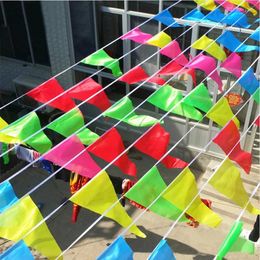 Party Decoration 50M Colourful Triangle Bunting Banner For Wedding Baby Birthday Shower Decor Festival Holiday Outdoor
