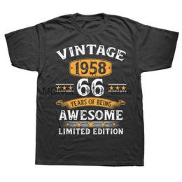 Men's T-Shirts Novelty vintage 1958 66 Years Old 66th T Shirts Cotton Strtwear Short Slve Birthday Gifts Summer Style T-shirt Mens Clothing H240506