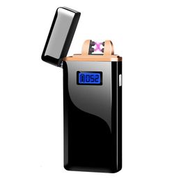 Newest Windproof Electric Double Arc Lighter USB Plasma Rechargeable Lighter With LED Battery Indicator