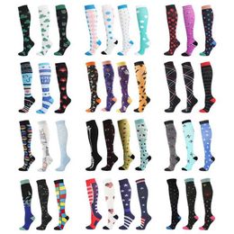 Socks Hosiery Compression Socks For Men Women 20-30mmHg Multi-Color Running Gym Travel Sports Socks Nurses Edoema Promoting Blood Circulation Y240504