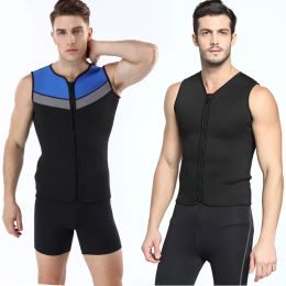 Suits 3MM Neoprene Wetsuit Vest Jacket Sleeveless Full Zipper Sunscreen Warm Wetsuits Top Mens for Cold Water Diving Surfing