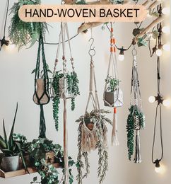 Flower Pot Holder Basket Macrame High Quality Handmade Macrame Plant Vintage Cotton Linen Decoration Home Indoor Wall Hanging C0121398779