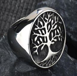 The tree of life ring stainless steel jewelry titanium European pop punk ring6023346