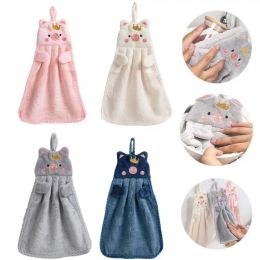 Set Little Pig Towel Coral Velvet Soft Hand Towel Absorbent Cloth Dishcloths Hanging Cloth Kitchen Accessories Bathroom Supplies