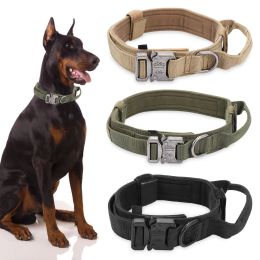 Collars 1PC Adjustable Leads Nylon Dog Training Collar Tactical Military Heavy Duty Doberman Collar Metal Buckle Pet Accessories