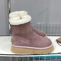 Designer austrália ug bota rosa mulher plataforma de bota de neve sheepskin peles fofo botas de bezerro de lã worm novo estilo