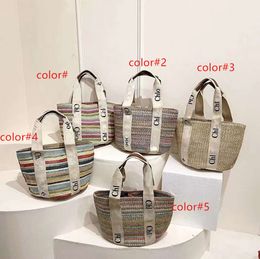 designer bag Woman Straw Nylon shoulder Handbag Purses Rainbow Colour Crossbody Baguettes Lady Small Totes beach Shopping Minority simplicity