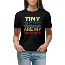 Women's Polos Tiny Humans Are My Favourite Preschool Teacher Funny T-shirt Kawaii Clothes Blouse T Shirts For Womens