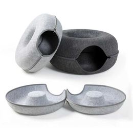 Cat Beds Furniture Donut Cat Bed Pet Cat Tunnel Interactive Game Toy Cat Bed Dual-use Indoor Toy Kitten Sports Equipment Cat Training Toy Cat House