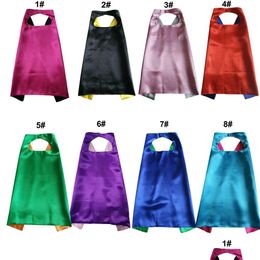 Theme Costume Plain Color 70X70Cm 2Layer Kids Superhero Cosplay Satin Cape Halloween Capes For Drop Delivery Apparel Costumes Dhgpt