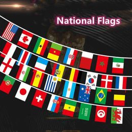 Banner Flags National Flags String Club Bar Decoration 14x21cm Football Bar Party Hanging Flags Banners American Ukraine Parade Flags