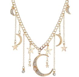 Popular Trendy Classic Moon And Star Pendant Necklace For Women Fashion Jewellery With Gift Box For Love72990133345102