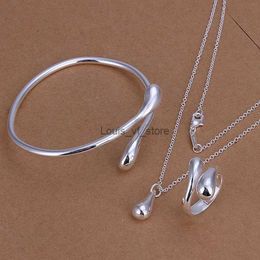 Bröllop smycken set heta fest smycken ädla 925 färg silver klassiska vatten droppband halsband ringar mode silver färguppsättning h240504