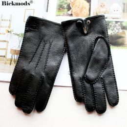 Gloves Deerskin Gloves Men's Touch Screen Highquality Leather 2021 New Handed Thin Wool Lining Keeps Warm in Autumn and Winter