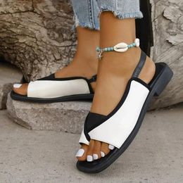 Sandals 2024 Fashionable Women's Shoes Flat High Quality Flip Flop Buckle Low Heel Back Travel Strap Rubber Sole