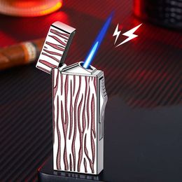 Engrave River Steel Sound Metal Lighter Blue Flame Windproof Lighter With Butane Gas Unfilled