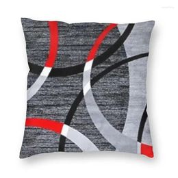 Pillow Modern Abstract Grey Red Swirls Cover 40x40cm Decoration Print Geometric Pattern Throw Case For Sofa Two Side