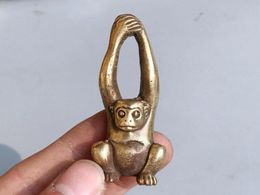 Handmade copper retro Gibbon monkey pendant car key ring pendant waist creative jewelry birthday gift8023331