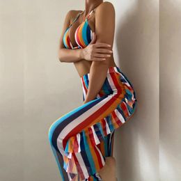 Women's Swimwear Sexy Women 3 Pieces Swimsuits Mesh Pants Cover Ups Swimming Suits Female Swim Wear Dot Backless Dress Summer Outfits