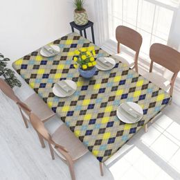 Table Cloth Blue Argyle Pattern Tablecloth Rectangular Oilproof Cover For Party 4FT