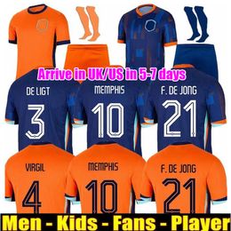 2024 Holanda Memphis Jersey Soccer Holland Jong Virgil Dumfries Bergvijn Camisa Klaassen Blind de Ligt Men Kit Kit 2025 Dutch Football Shirt Uniforme