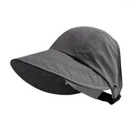 Berets Sun Protection Hat With Hook Anti-UV Wide Brim Sunscreen Hole Adjustable Foldable Gardening Travel