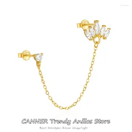 Stud Earrings CANNER 1piece Chain For Women 925 Sterling Silver Ear Cuffs Hanging Earring Jewellery Wedding Party Aretes