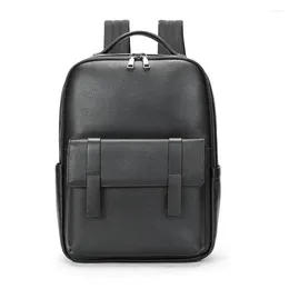 Backpack Natural Cowskin Genuine Leather Men Women Fashion Large Capacity Shoolbag For Boy Girl Laptop Bag