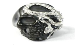 Gothic Twotone Skull Ring Cool Men039s Titanium Steel Jewellery Wicked Skull Biker Punk Ring Size 7141742377