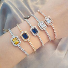 Choucong Brand Simple Fashion Jewellery Ins Wedding Bracelets 18K Rose Gold Fill White Princess Cut 5A Cubic Zircon Adjustable Women Bang 187d