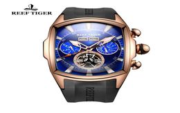 Reef Tigerrt Big Sport Watch Men Luminous Analogue Tourbillon Watches Top Brand Blue Rose Gold Watch Relogio Masculino Rga3069 J1907143379