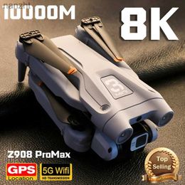 Drones New Z908Pro Max Drone Dual Camera 8K Professional Brushless Motor G WIFI FPV Obstacle Avoidance Folding Four Helicopter Rc 10000M WX