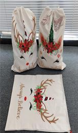 Christmas Santa Sacks Cute Large Drawstring Bags Canvas 2 Styles Claus Bag 50cm70cm 084332917