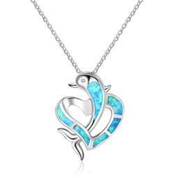 Sea Life Jewellery High Quality Fire Opal Dolphin Pendant Real 925 Sterling Silver Womens Necklace For Gift3463406