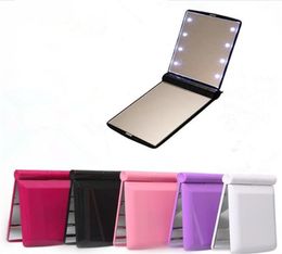 Lady Makeup Cosmetic 8 LED Mirror Folding Portable Compact Pocket led Mirror Lights Lamps X0551411924