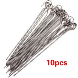 Accessories 10pcs Stainless Steel BBQ Needle meat goose Round Roast Skewers Stick Barbeque Skewers Kitchen Utensils Outdoor Picnic barbeque