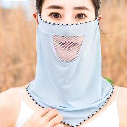 Scarves 1pc Silk Sunscreen Face Cover Summer Breathable Quick-drying Women Anti-UV Hanging Ear Scarf Neck Protection