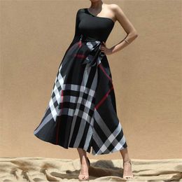 Basic Casual Dresses Designer One Shoulder Dresses Spring Autumn Women Plus Size Clothes Printed Long Sleeve Skirt Dress Vestido Casual Office Club Blouse Clothing