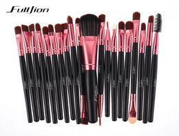 Fulljion 20Pcs Rose Black Makeup Brushes Set Pro Powder Foundation Eyeshadow Eyeliner Lip Blush Cosmetic Beauty Make up Brush6542541