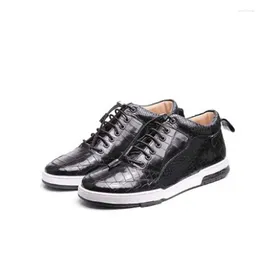 Casual Shoes Ouluoer Thailand Import Crocodile Leather Men Bottom Thick Fashion Black Outdoor Male Leisure Tide