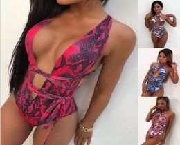 One Piece Swimsuit Digital More Wearing Ways Snake skin Pattern Print Thin Ladies Swimwear 8419802