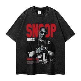 Trendy hip-hop rap with the same style T-shirt loose necklace street distressed washed print half sleeved top for trendy men