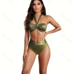 Women's Swimwear 2024 New Bikini Green Glow Swimsuit Split Two Wear Israeli Swimsuit Women