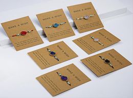 14Pcs Make a wish Colourful Woven Natural Stone Paper Card Bracelet For Woman Simple Fashion Jewelry9750379