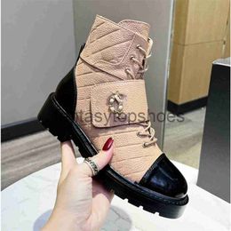 Chanelllies 2023 new Channeles Boots layer first Designer Shoes cowhide high top shoes tied round head thick sole casual shoes tide Martin boots European station HBB