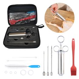 Grills Meat Marinade Injector Stainless Steel Food Grade Grill Turkey BBQ Seasoning Sauce Flavour Needle Kitchen Cooking Syringe Machine