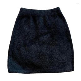 Skirts Womens High Waist Faux Wool Basic Skirt Bodycon Pencil Mini