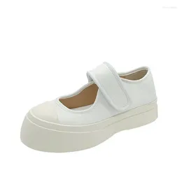 Casual Shoes 2024 Spring And Summer Thick Soled Women's Retro Mary Jane Single Little Cute White Canvas